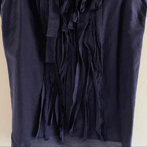 J Crew Ruffle Tank Top Size 2 Silk Blend Casual Sleeveless Lightweight Navy Blue - Picture 7 of 8